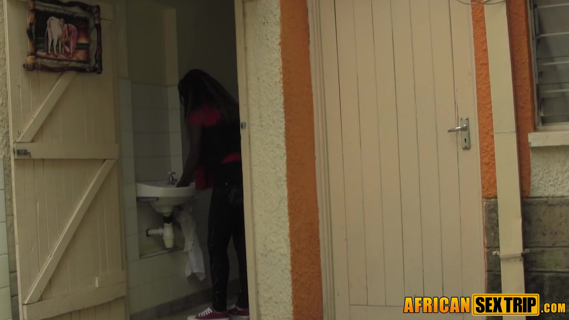 Fucking my african roommates face mid laundry