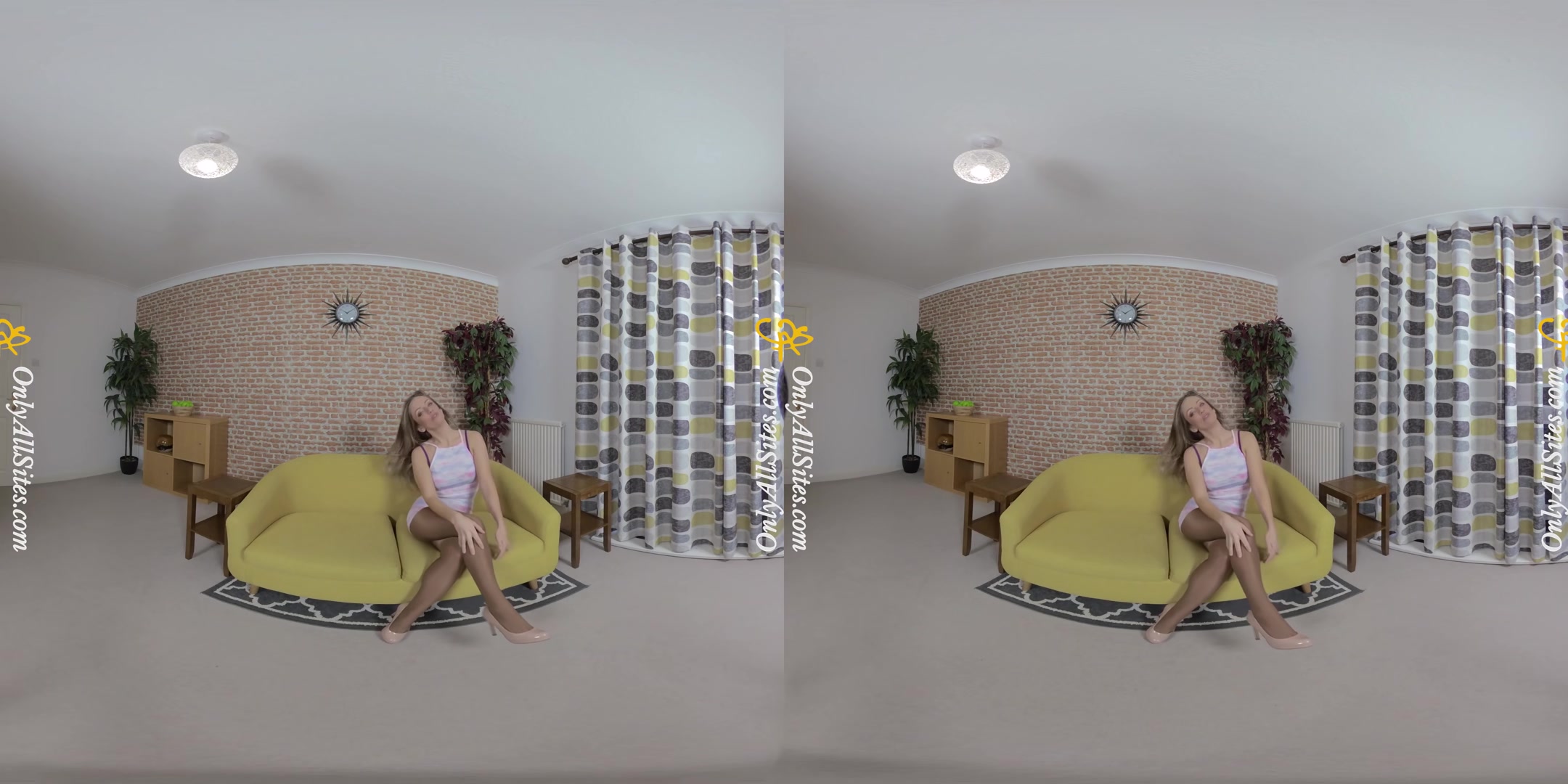 Suzi - Blonde Cutie Strips to Pantyhose - OnlyTease