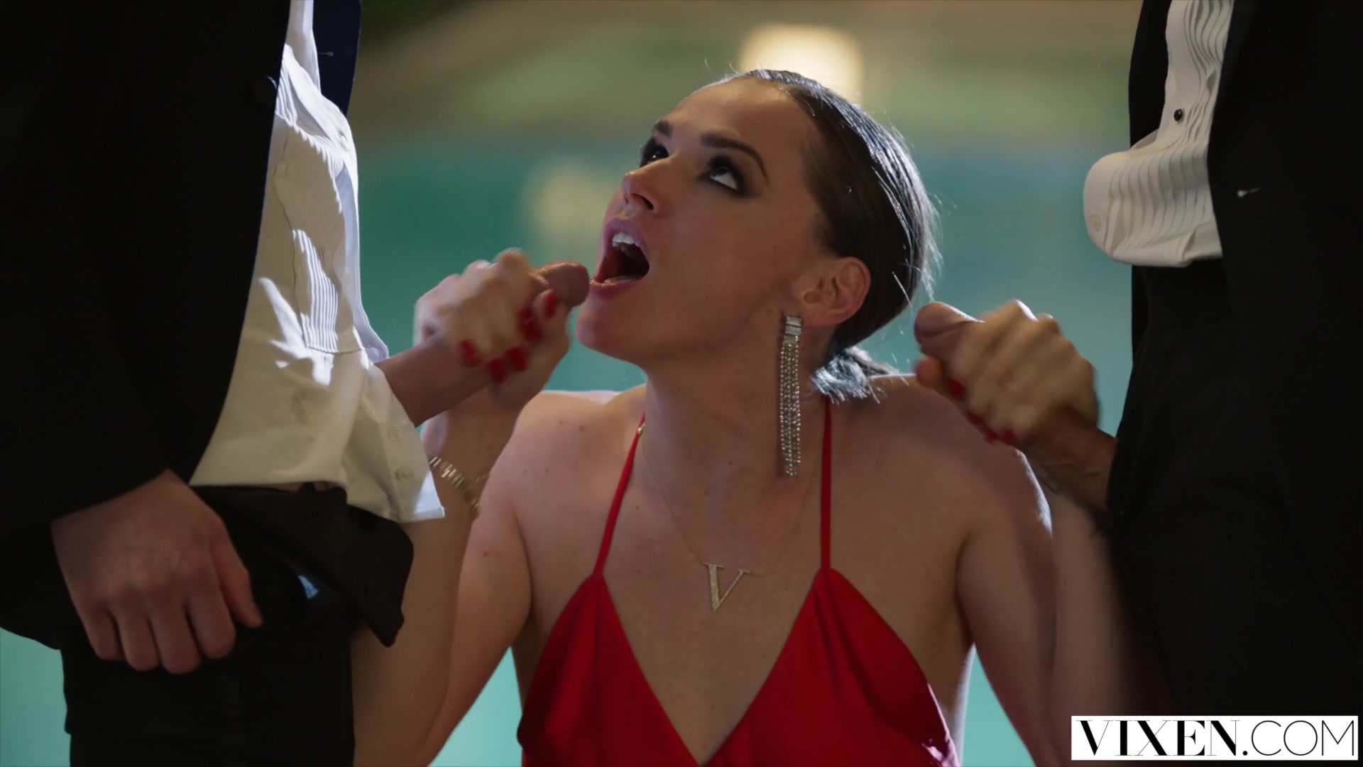 VIXEN Tori Black Takes on Two Cocks In An Award Show After Party
