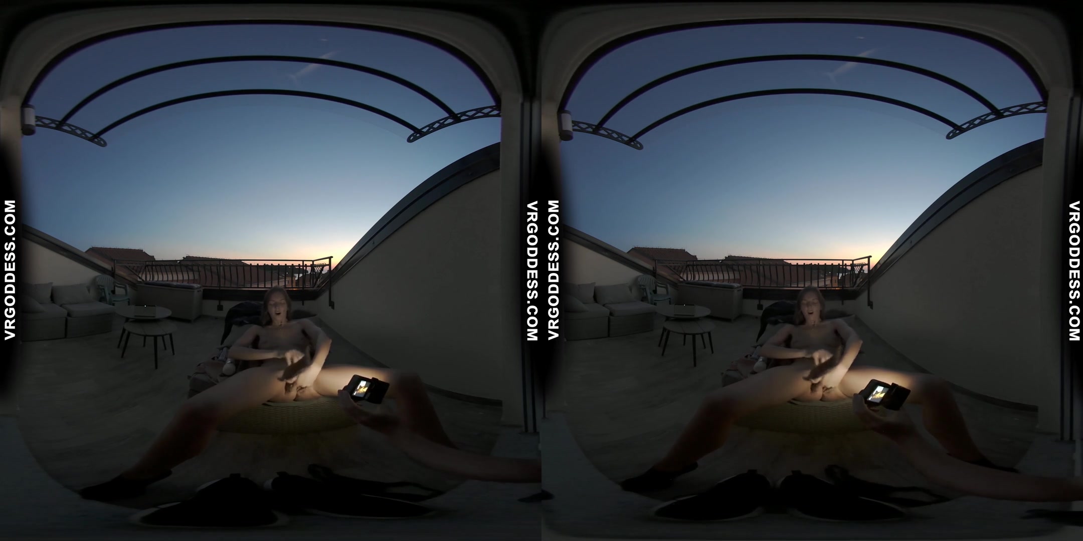 Bombshell Rebeka Ruby On Vacation Sunset Balcony Big Dildo Masturbation