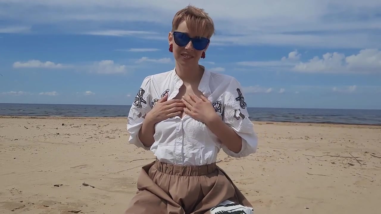 Tits Massage On The Public Beach