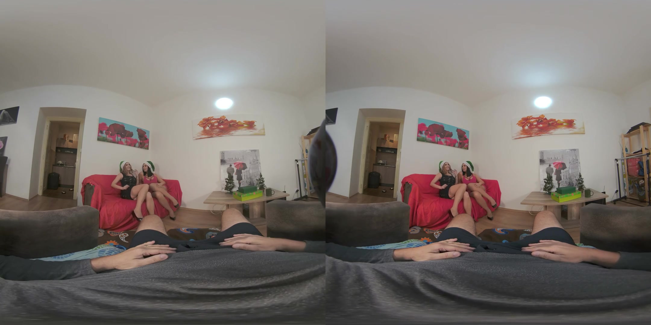 Candy Alexa and Kira Queen: Christmas After Party - Busty Babes in a VR Threesome