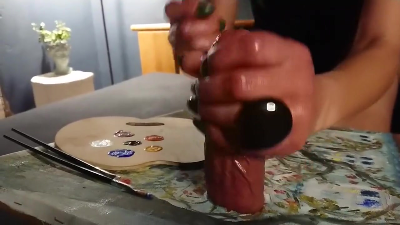 Handjob Cumshot To Make Art With Cock Milking
