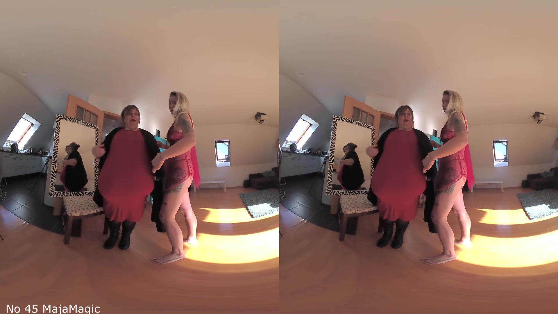 The Red Dress Strip With Karola And Rose - MajaMagic