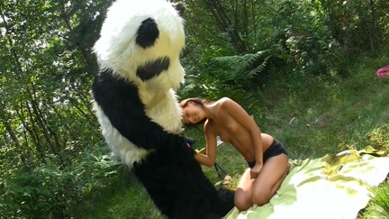 sex in the woods with a massive toy panda