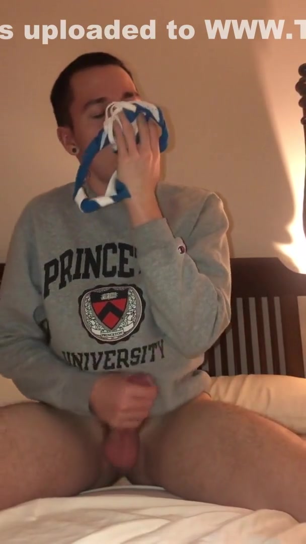 19 Year Old College Frat Boy Jerks Of Wearing Sweatshirt