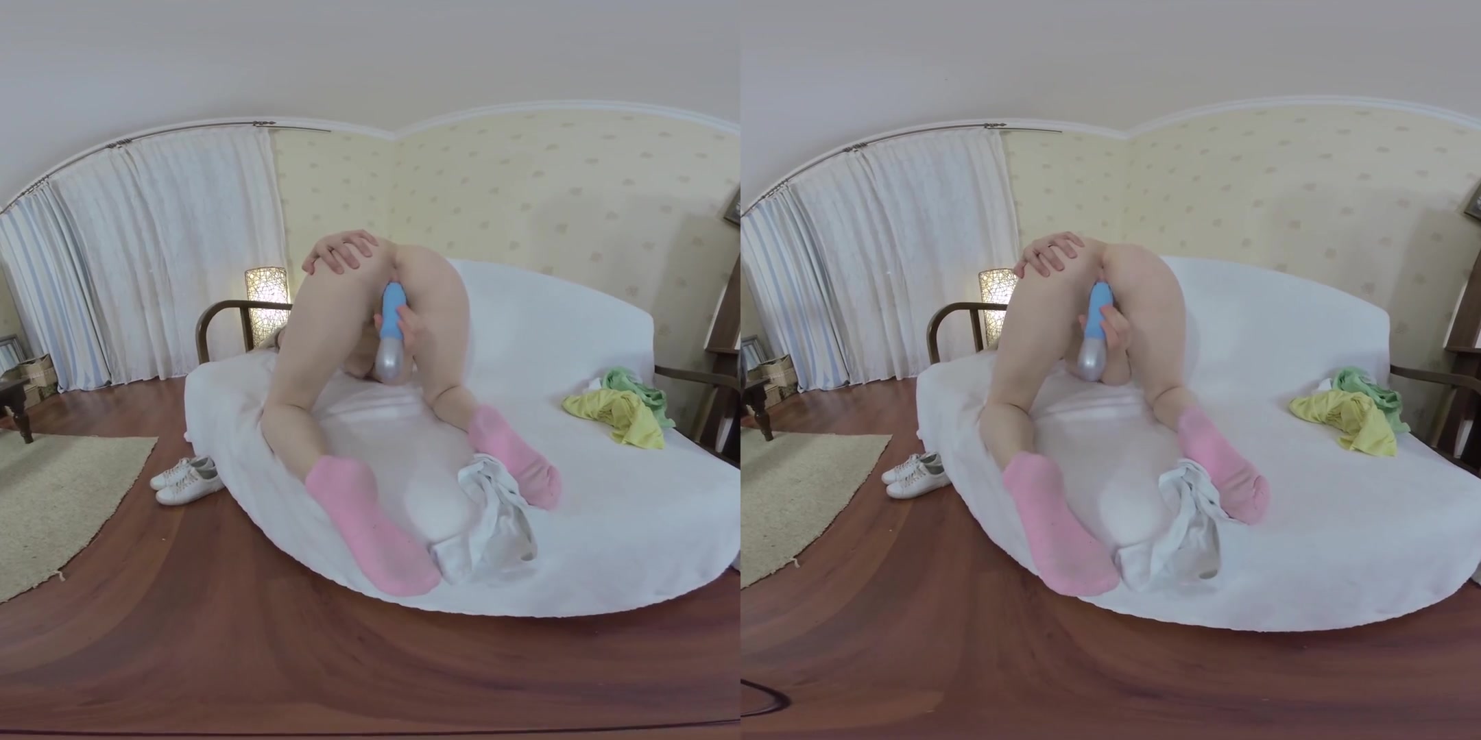 Little Young Blonde Does Fitness And Masturbates Then Change Clothes & Does Blowjob For Old Professor; Petite Blonde