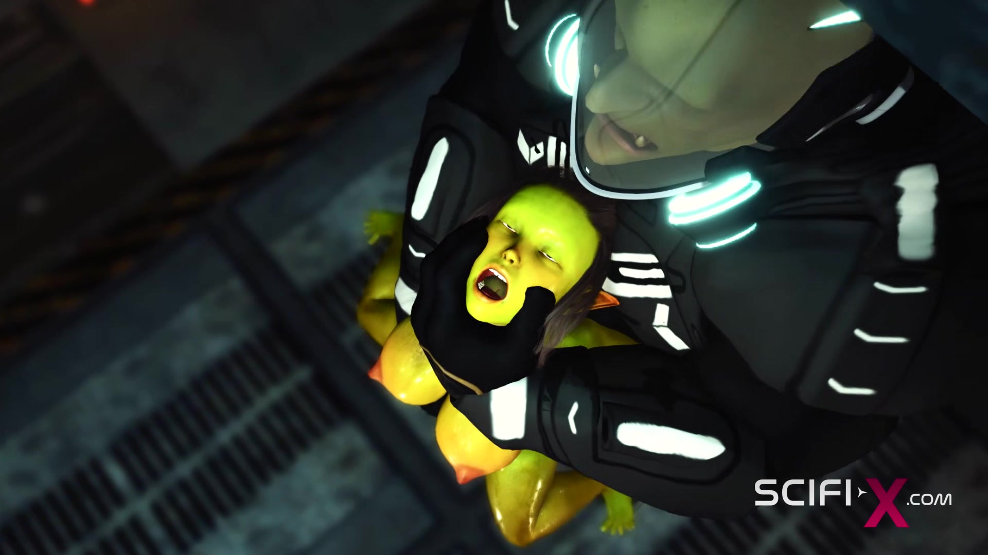 Crazy anal alien sex with a huge cock in the spacecraft