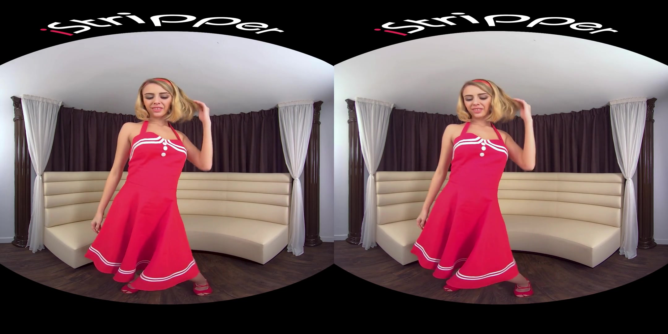 Lya Missy - Cute Girl In Red; teen 18+ Babe Solo Striptease with Tattoos and a Dildo