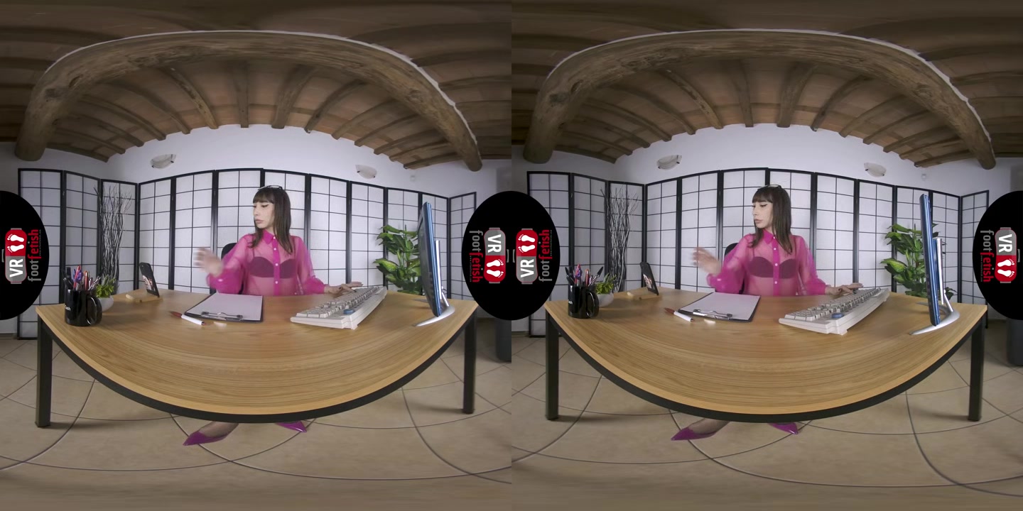 Outstanding Brunette Secretary Reine Vixen Loves Posing Her Hot Feet With Stockings In VR - VRFootFetish