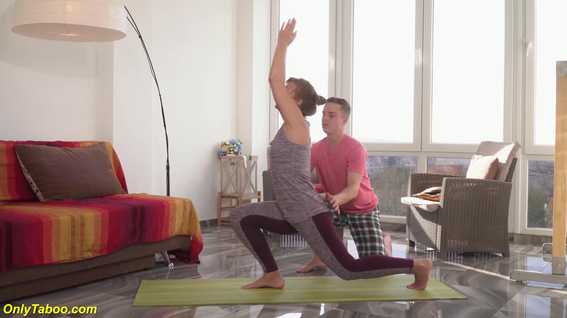 Step mom gets fucked by yoga instructor