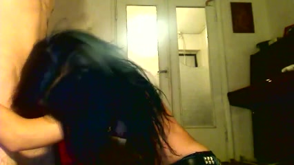 Goth chick gets a face full of cum