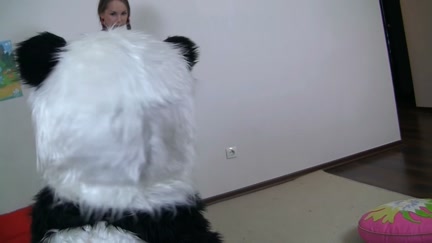 Panda bear copulates hawt legal age teenager 18+ in different poses