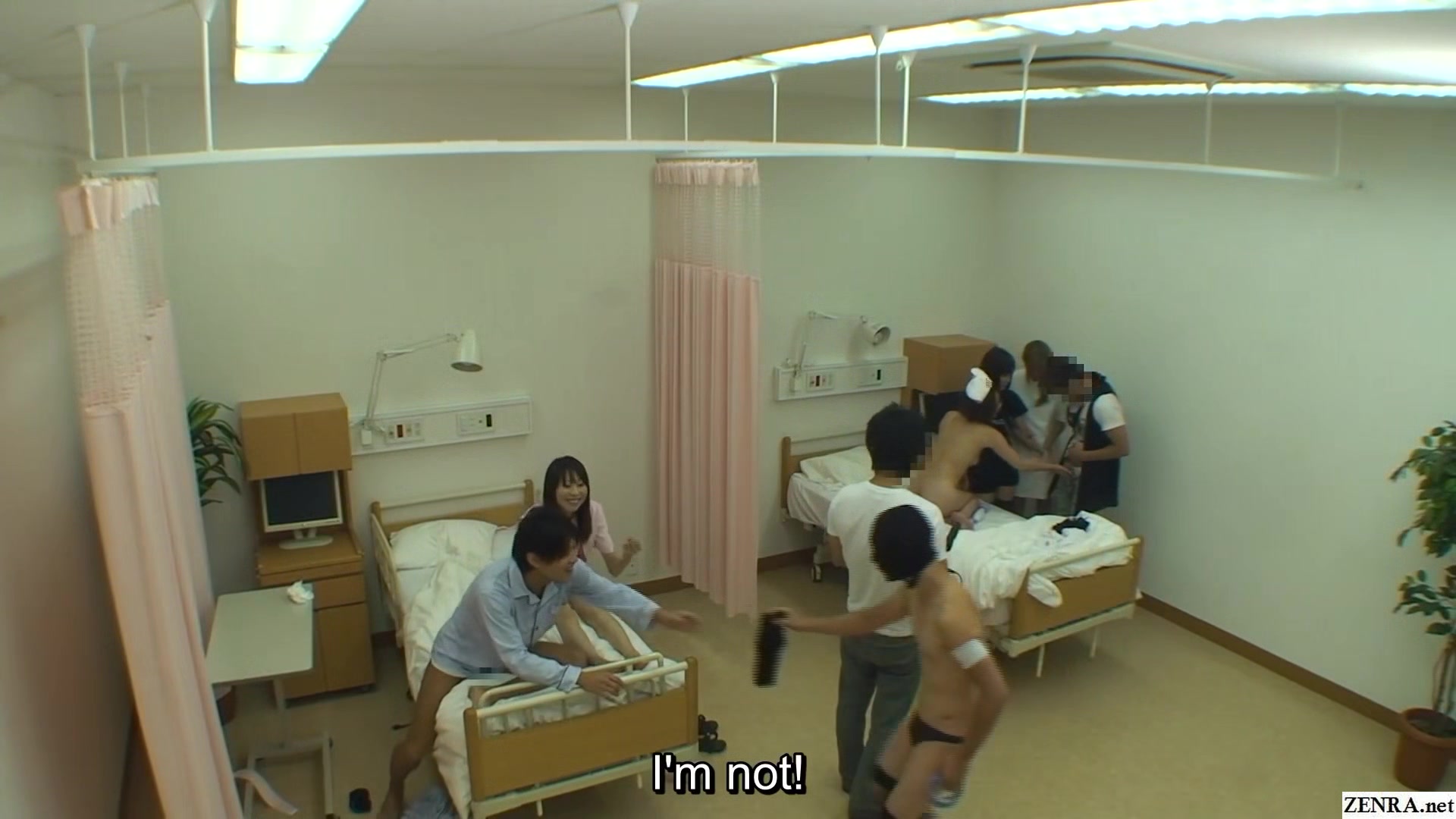 Japanese CMNF naked hospital prank TV show