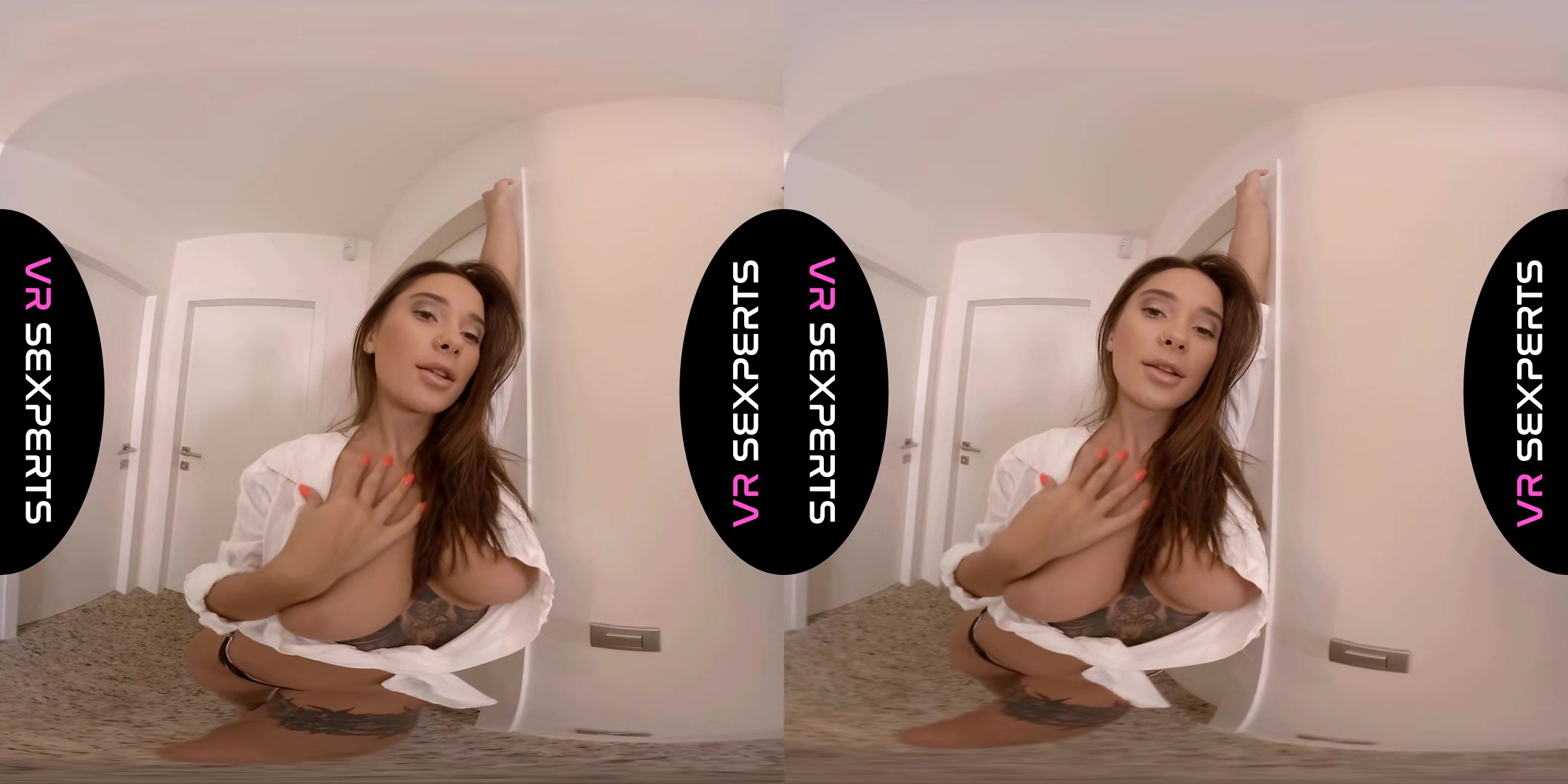 Playing On The Stairs; Model Jugs Boobs Solo Striptease Long Hair