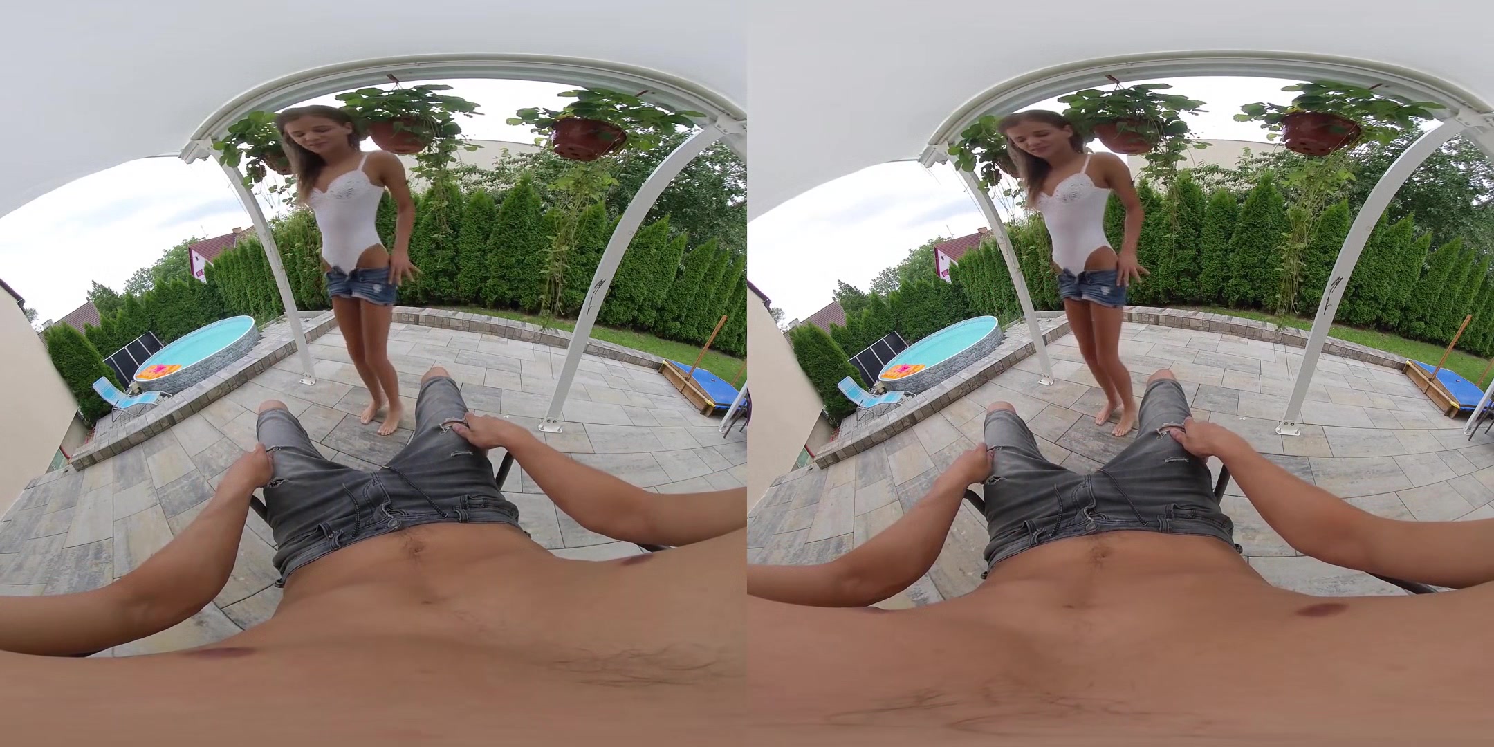 Sarah Kay Blowjob On The Terrace; Petite Pornstar POV Blowjob Cum in Mouth