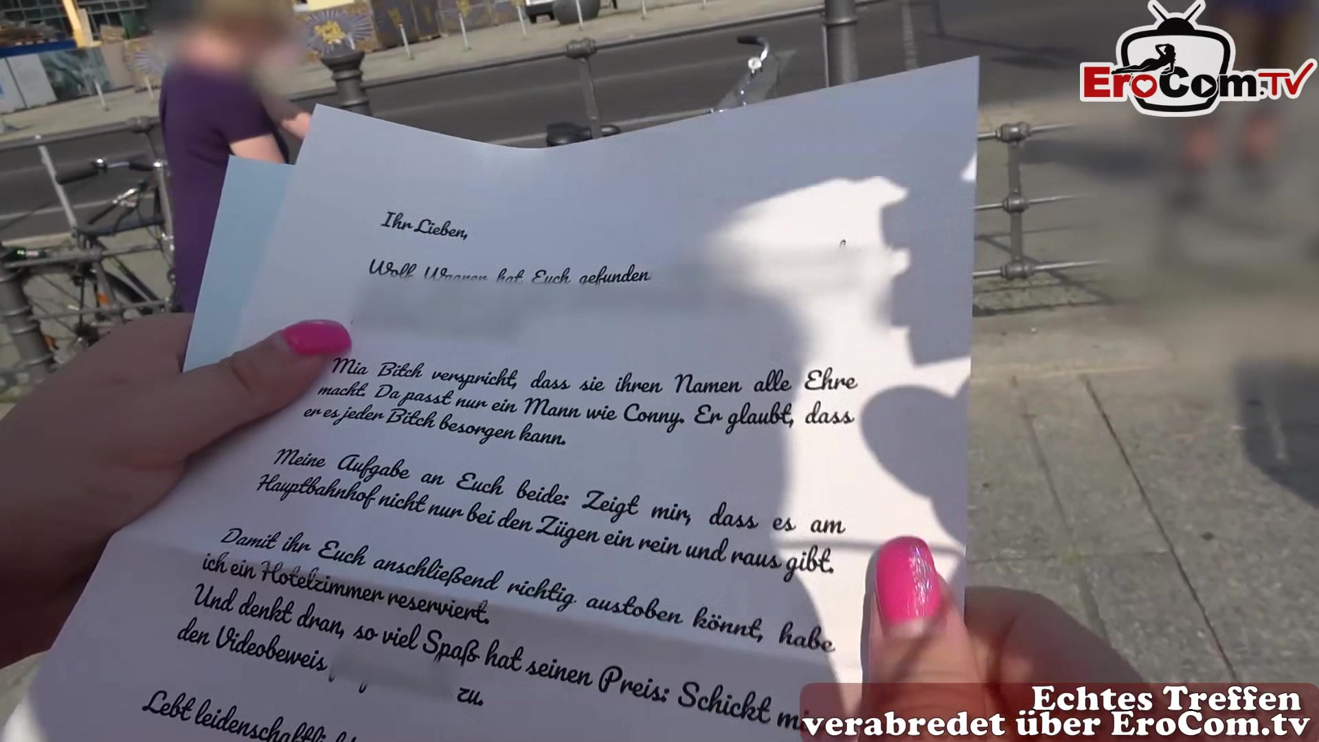 German chubby blonde slut picked up for public blind date