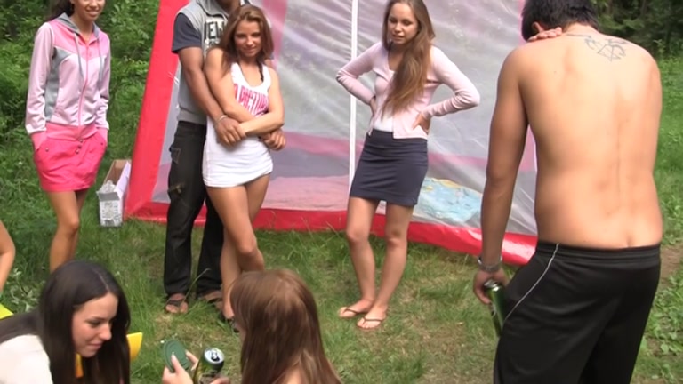 Group sex in the woods with a student 18+