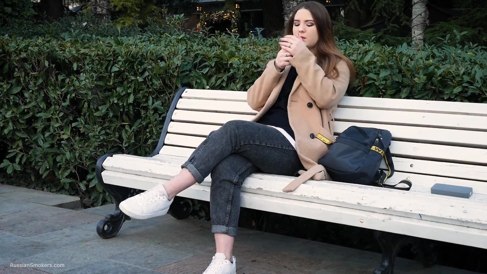 Russian Girl Spends Her Lunch Break Smoking 3 Cigs In A Row