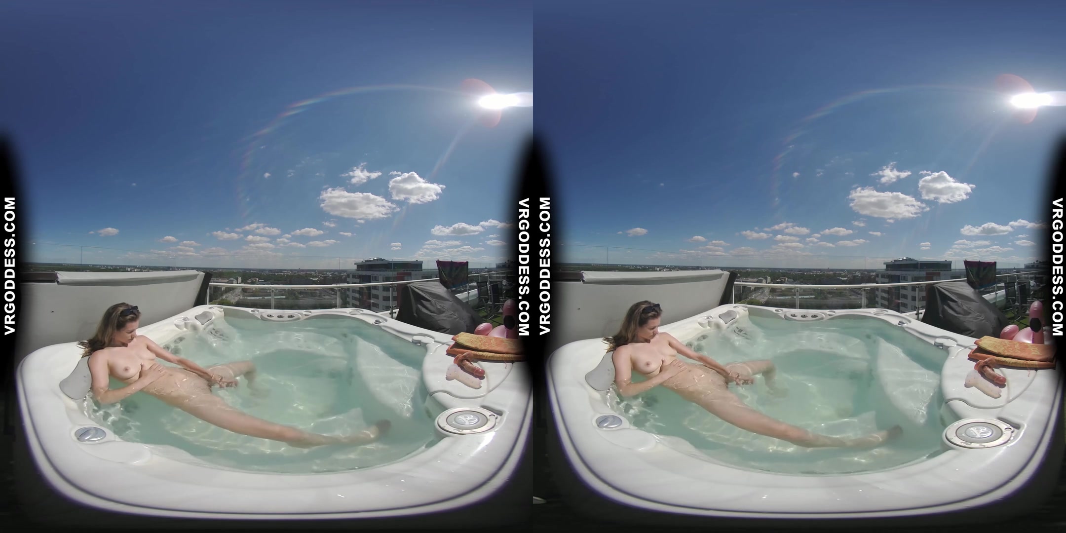 Rooftop Jacuzzi Private Moments With Model Josie Masturbating With Dildos In The Sun