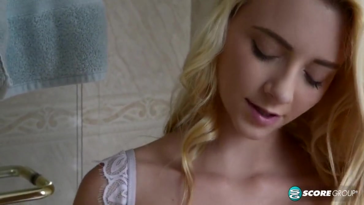 Young Skinny Blonde Babe Riley Scrubs Her Tiny Body In The