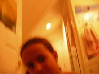 Youthful gal undressing in bathroom and exposing her slit