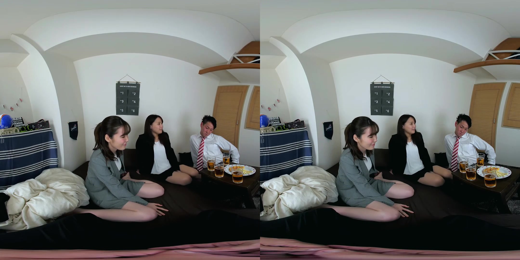Sex in the Loft: The Party at Home Leads to Coworkers Fucking; Cute and Busty Japanese Coworker Sex Party