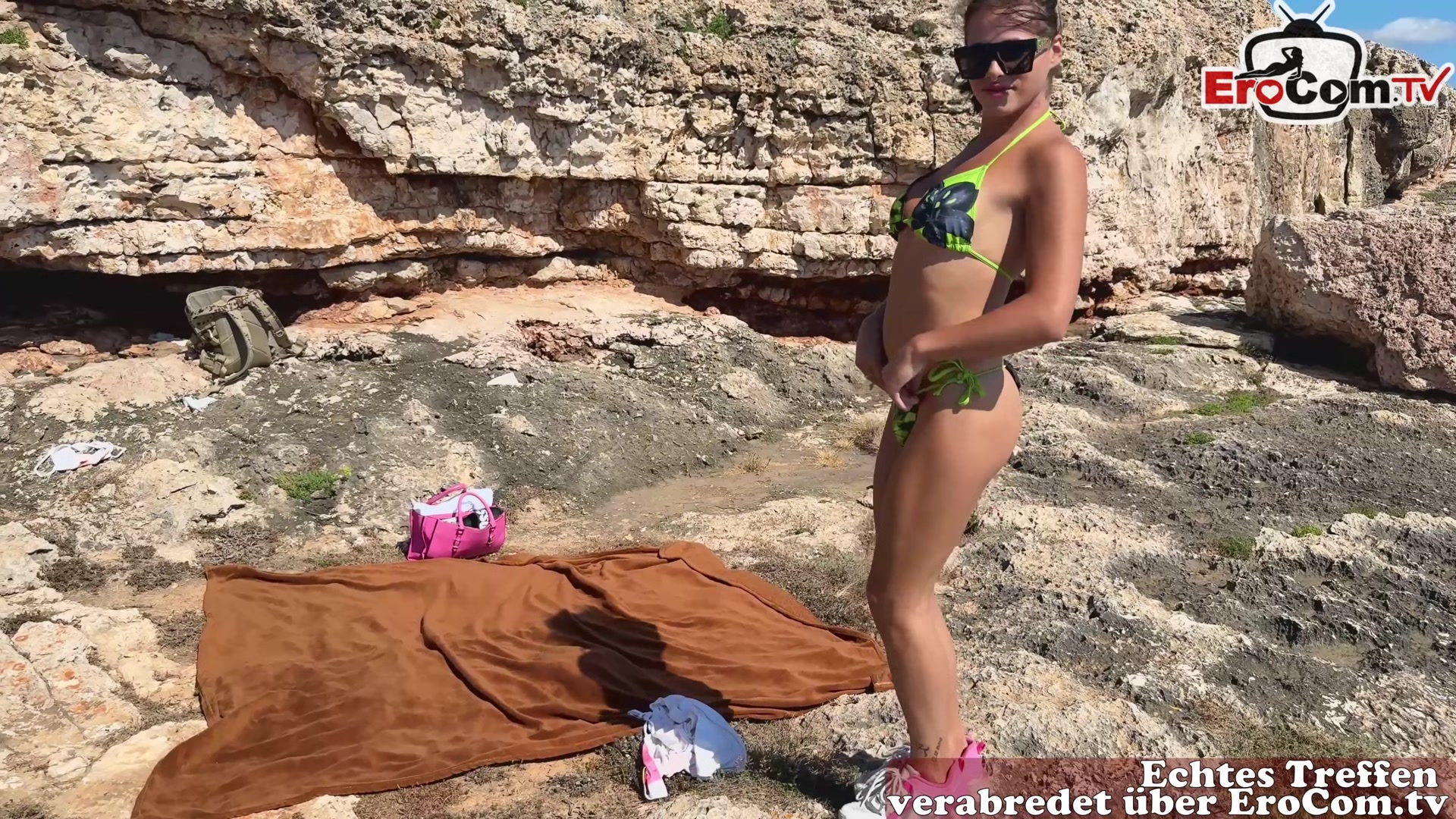 German Teen tranny Gianina TS Outdoor anal pick up on vacation