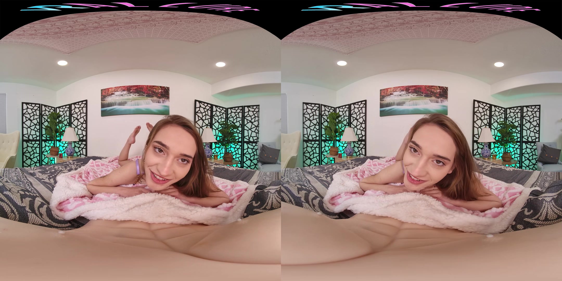 Brunette nympho rides her male sex doll in virtual reality