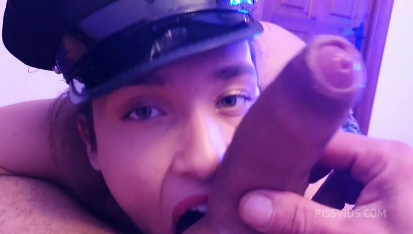 striptease with dress and police cap, POV blowjob, pee - PissVids
