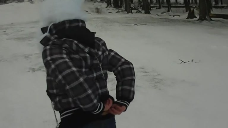 Sexually Excited and romantic pair sex on a cold snowy day