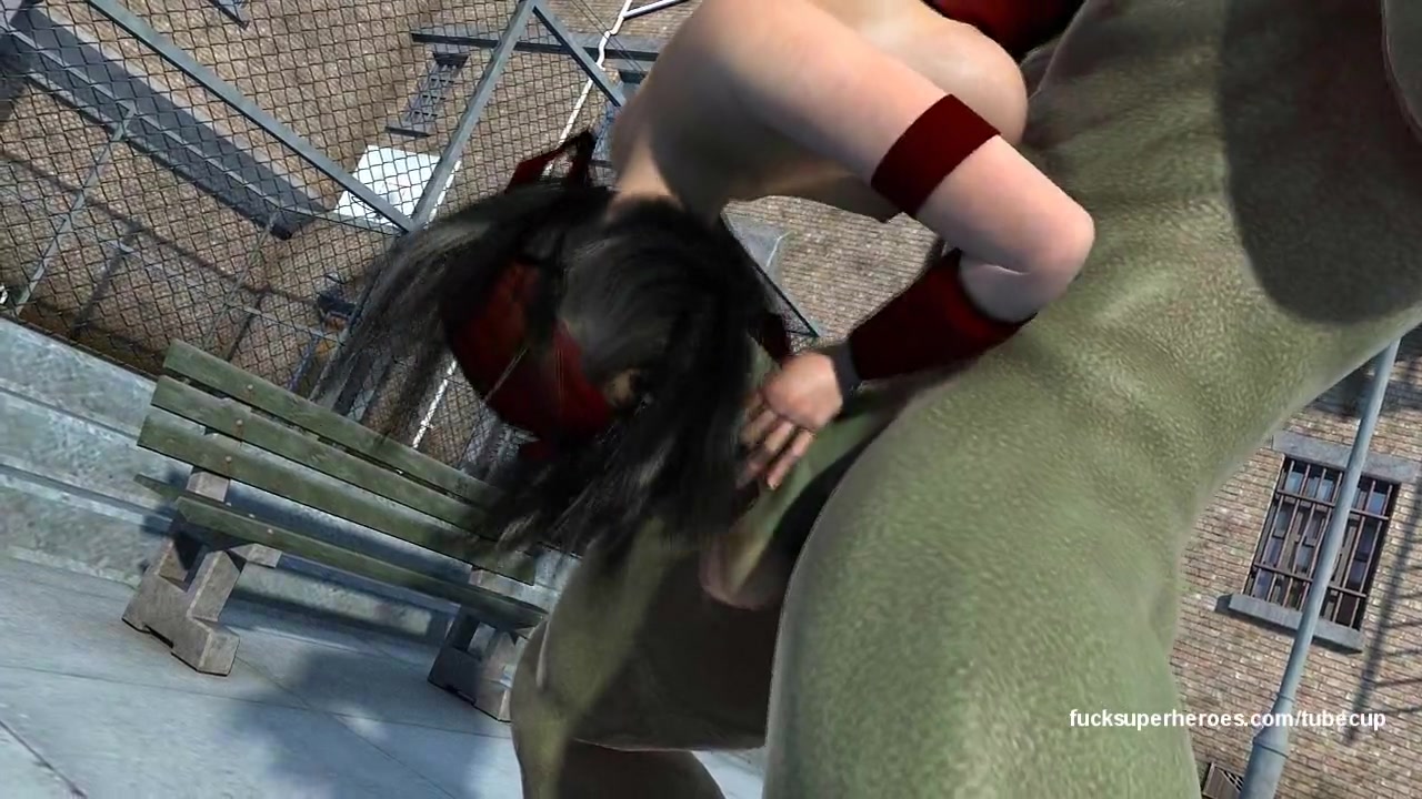 Hulk smashes into Electra's tight cunt