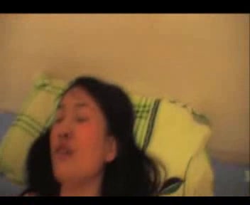 Asian girl gets her hairy pussy pounded on the bed
