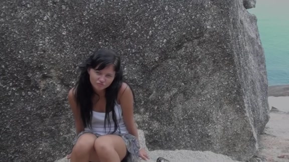 Hot fuck near the stone wall
