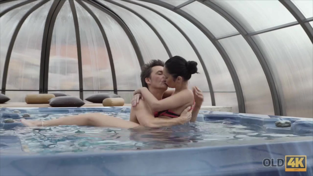 OLD4K. Wet fucking action in the jacuzzi with an old man