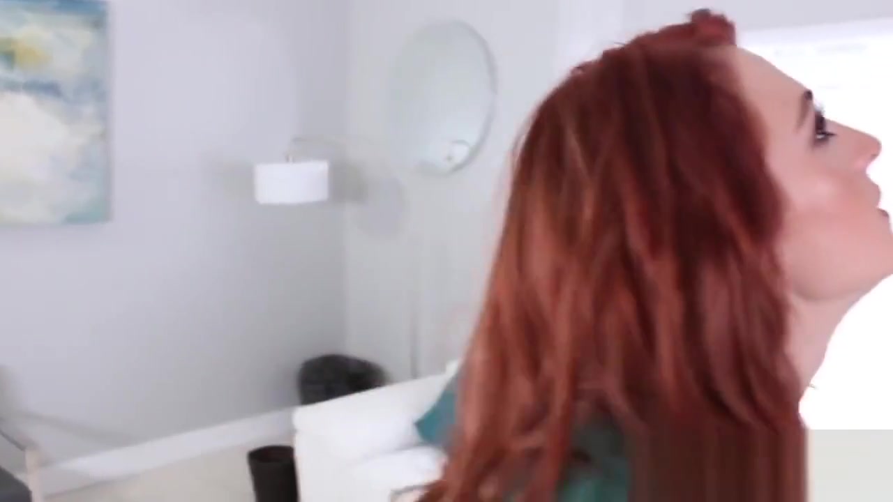 Stunning young ginger Alyce Sage bounces on dick after giving blowjob