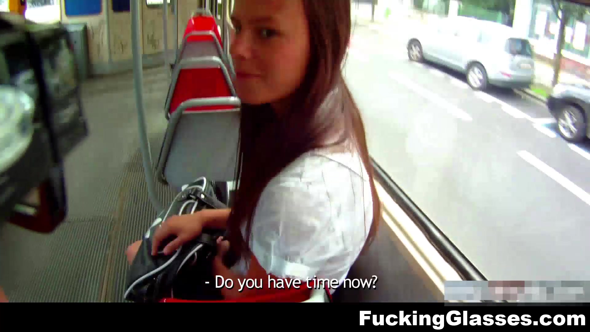 Fucking Glasses - Fucked for cash near the bus stop