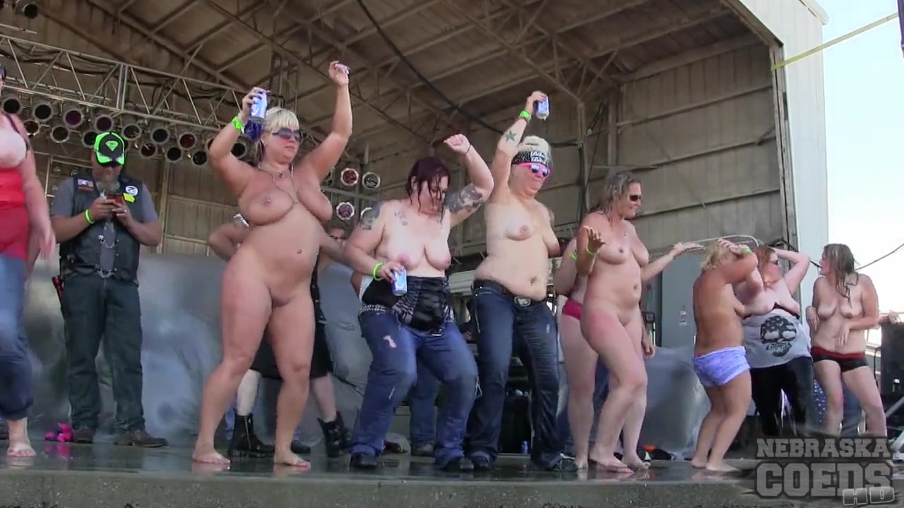 Big Fake twins Saturday Contest at Abate 2014 Algona Iowa Biker Rally - NebraskaCoeds
