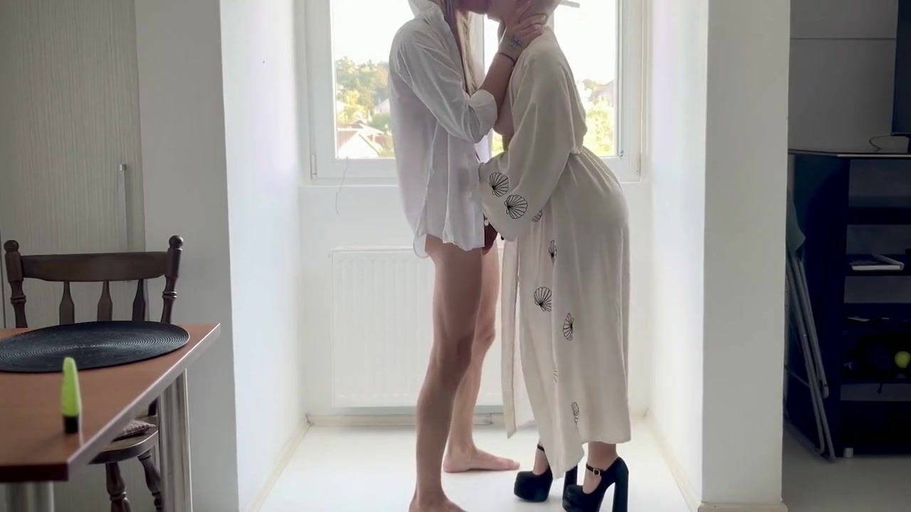 Standing Doggy With Long Haired Boy And Shaved Bald Head Girl - Wide Hips