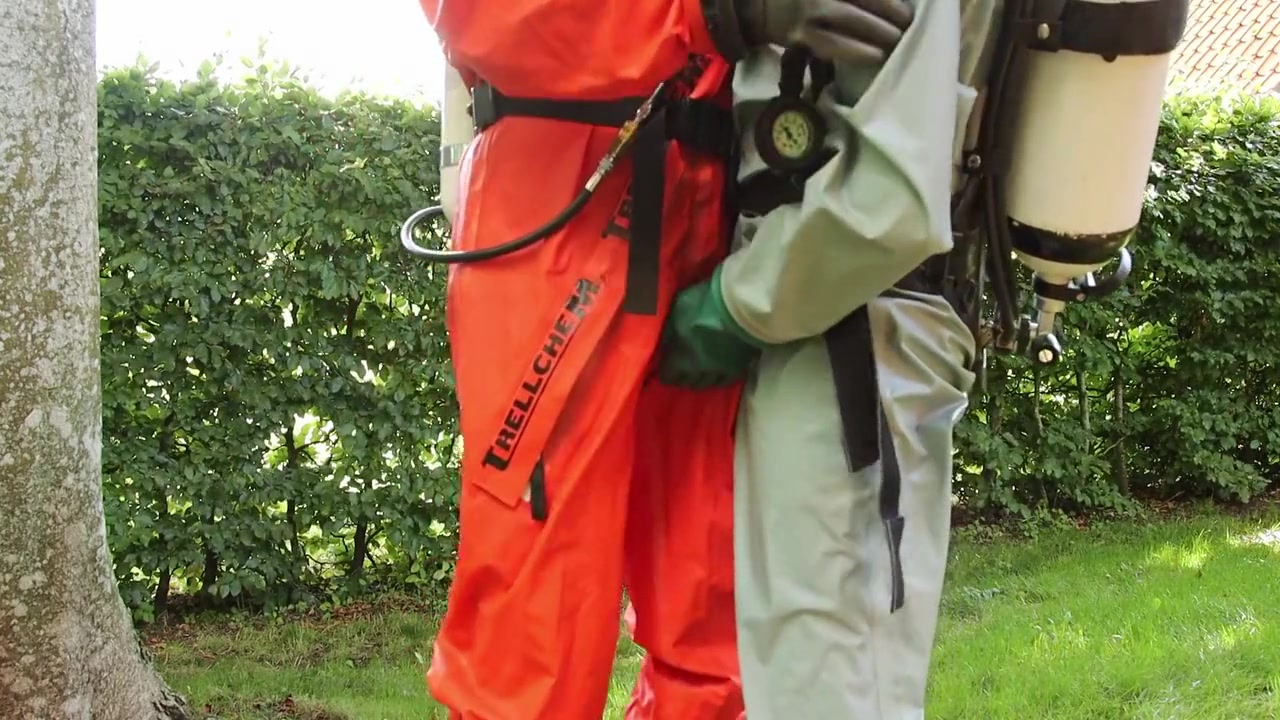 Chemical Hazmat Rubber Suit Action