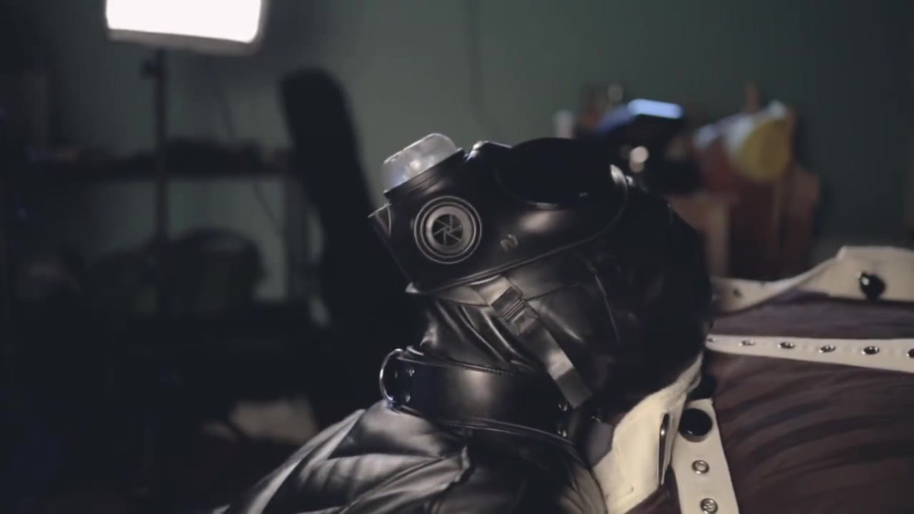 Rubber boy sucking biker master cock