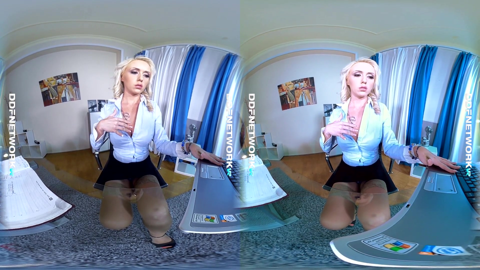Christina Shine in Sexy and Horny: Gorgeous Solo Milf Pussy Play at the Office - DDFNetworkVR