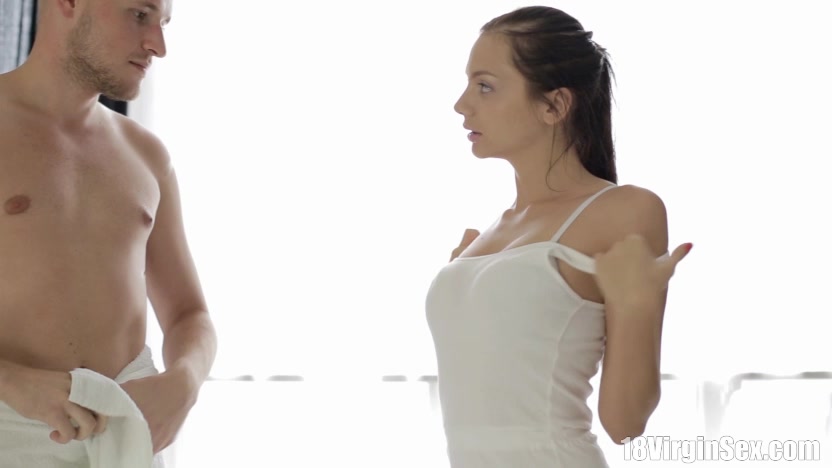 Ludmila 18, gets a massage from her new client before he destroys her virgin pussy.