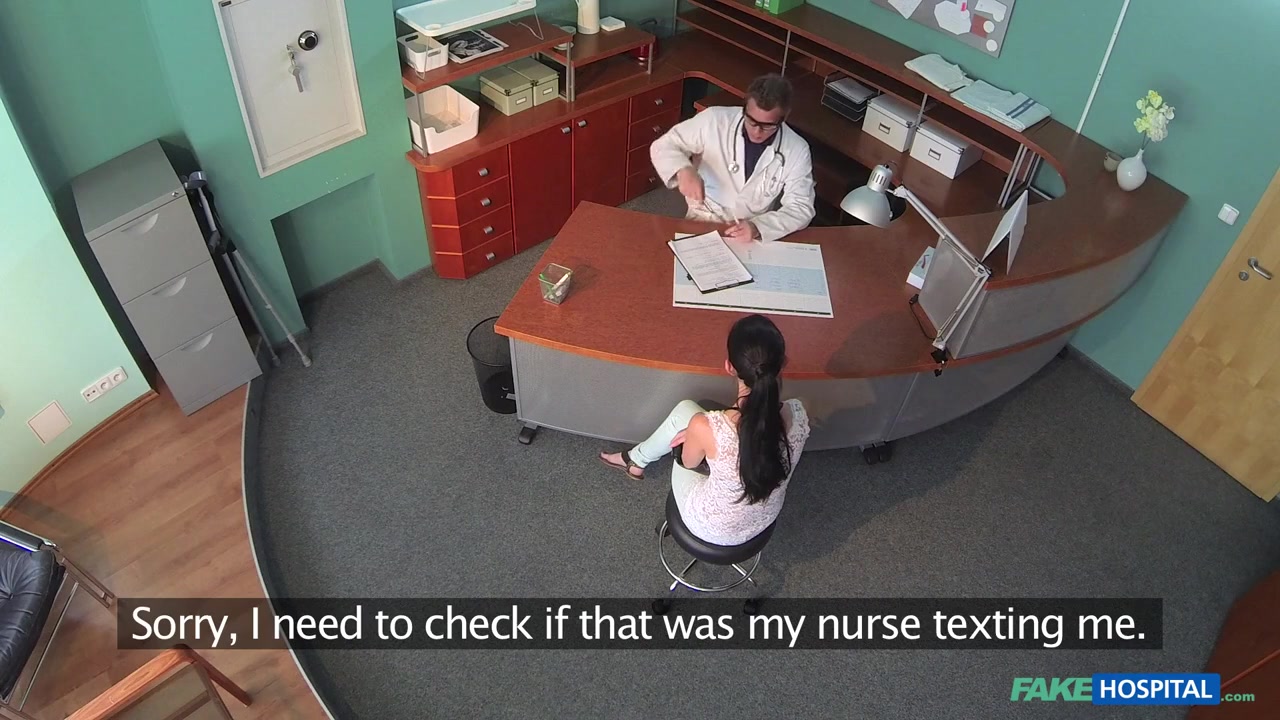 Emilly in Sexy patient bent over the receptionists desk and fucked from behind - FakeHospital