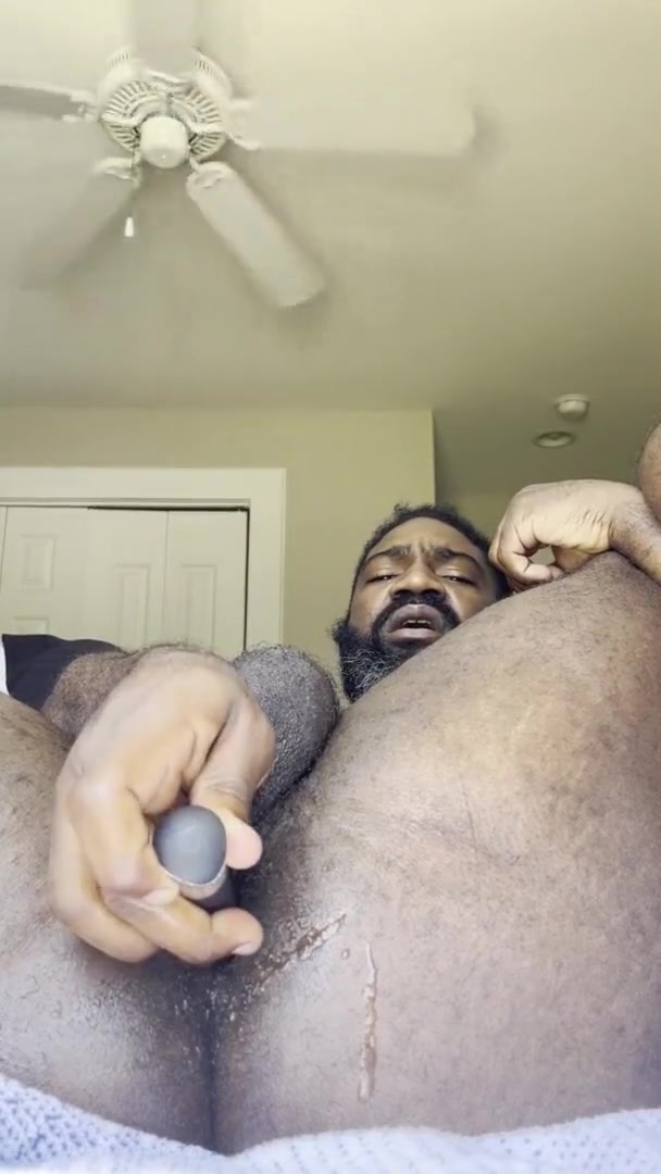 Papa Stretches Asshole With Long Black Vibrator