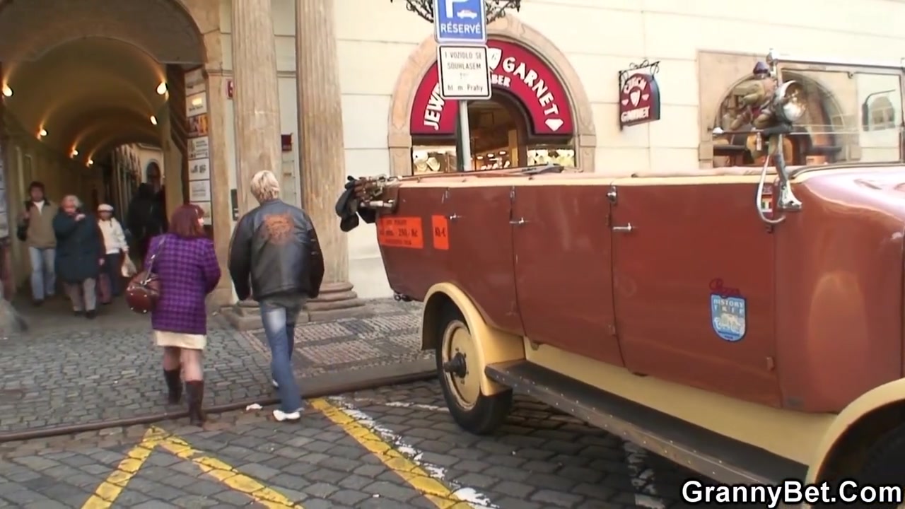 Horny Dude Picks Up Redhead Granny For Play