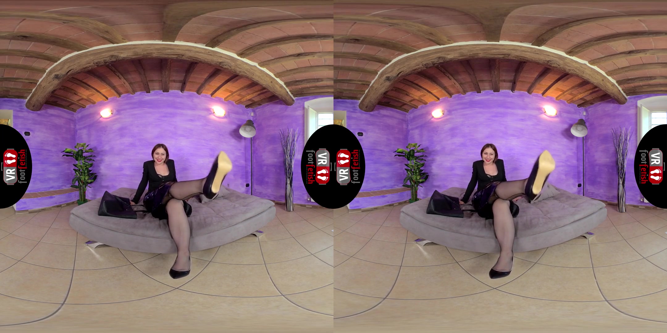 Strikingly Beautiful Ammalia Showing Off Her Fabulous Feet - Stockings Legs and Feet Fetish VR