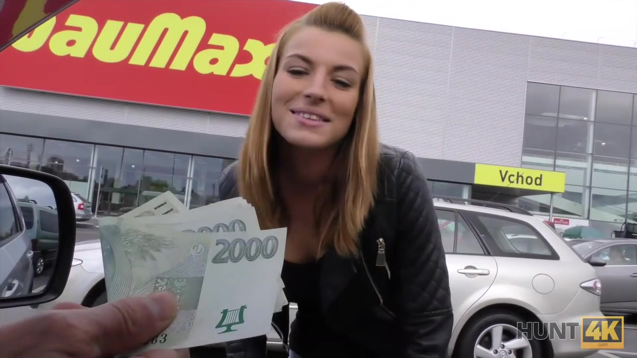 HUNT4K. Beauty fucked hard in car while BF received stack of cash