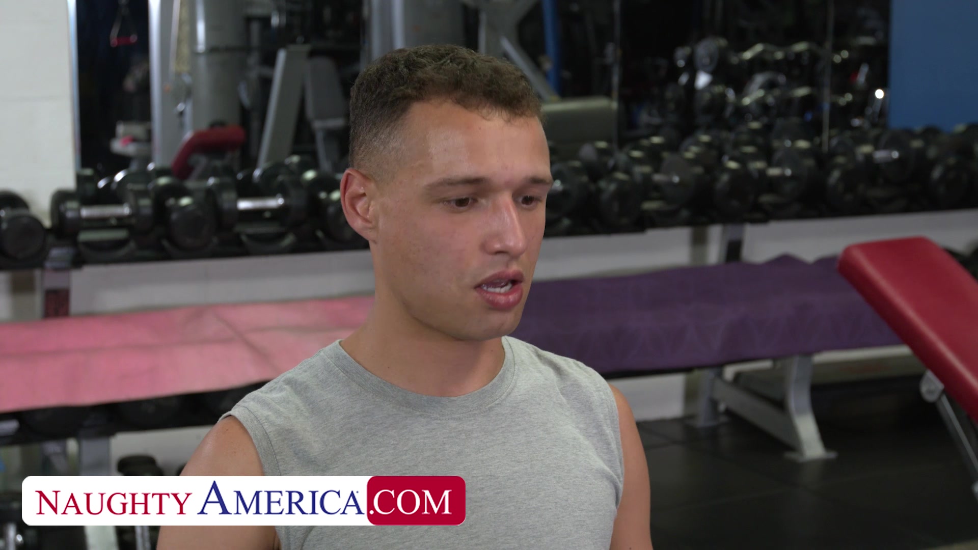 Sexy and fit Riley Jacobs gives one wet workout on a big cock