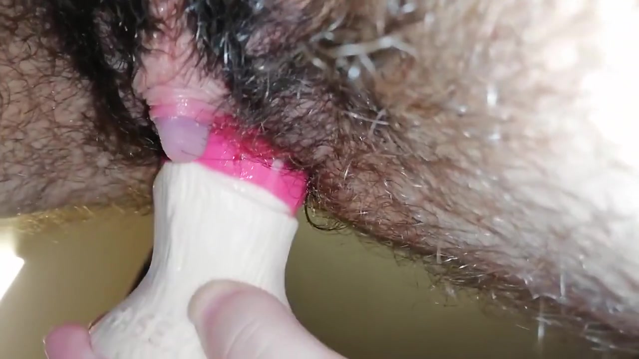 Hairy Ftm Playing With Dragon Dildo